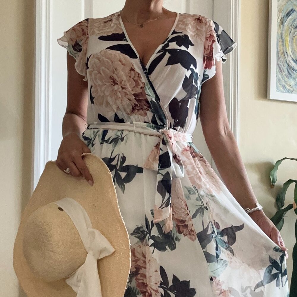 Romantic Floral Chiffon Dress - Kate & Lily (Size 4)
